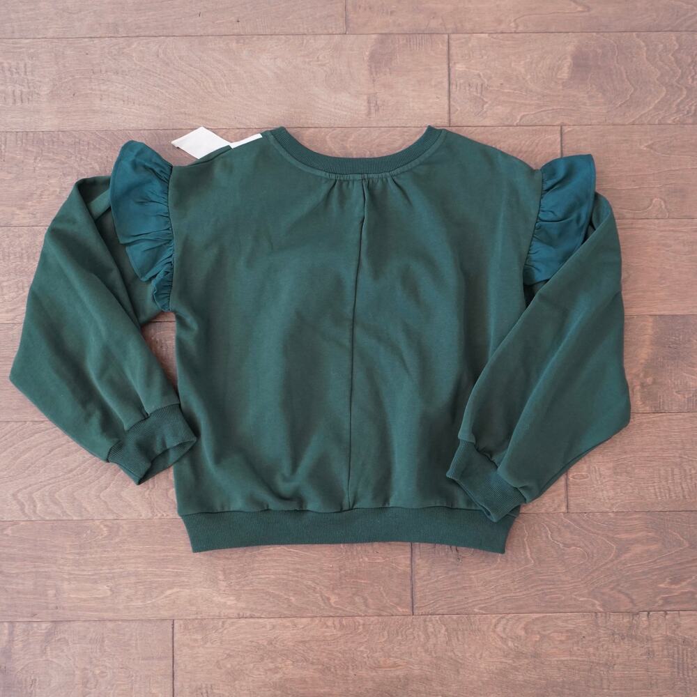 Voy Long Sleeve Pullover Ruffle Bow Tie Sweater Green Womens Size Small - Picture 3 of 5